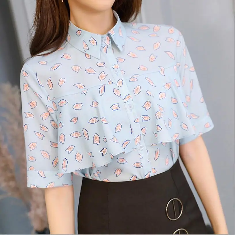 Harajuku Korean Women Casual Chiffon Blouse Print Shirt Ruffles Women Clothes Streetwear Slim Elegant Shirt Summer 2019 New Tops
Harajuku Korean Women Casual Chiffon Blouse Print Shirt Ruffles Women Clothes Streetwear Slim Elegant Shirt Summer 2019 New Tops