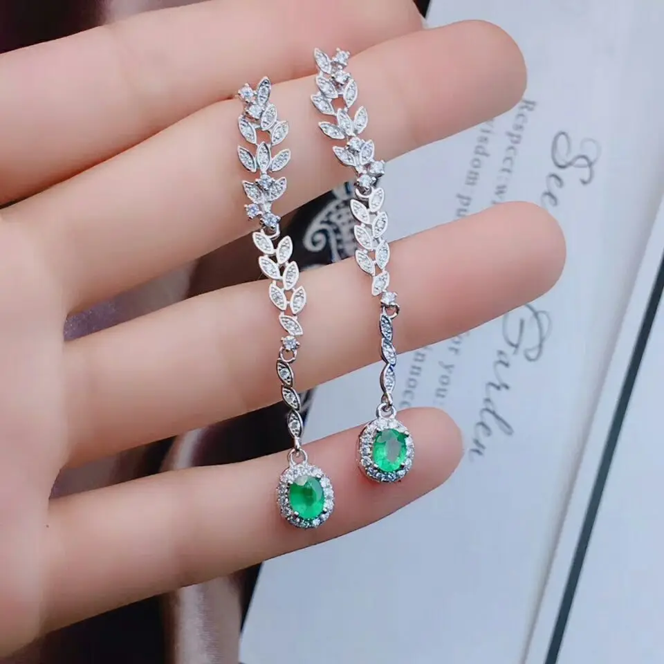 MeiBaPJ Natural Columbia Emerald Green Gemstone Flower Long Drop Earrings Real 925 Silver Earrings Fine Charm Jewelry for Women
MeiBaPJ Natural Columbia Emerald Green Gemstone Flower Long Drop Earrings Real 925 Silver Earrings Fine Charm Jewelry for Women