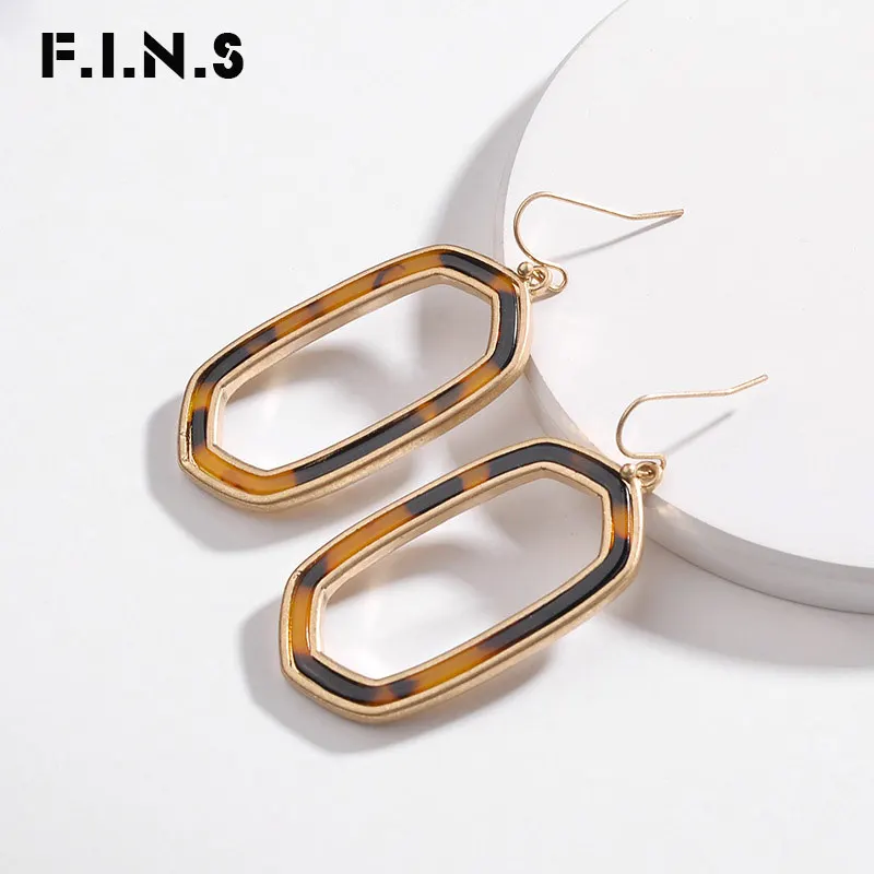 

F.I.N.S New Earrings 2019 Simple Tortoiseshell Earring Acetate For Women Zinc Alloy Vintage Fashion Long Dangle Earring Geometry