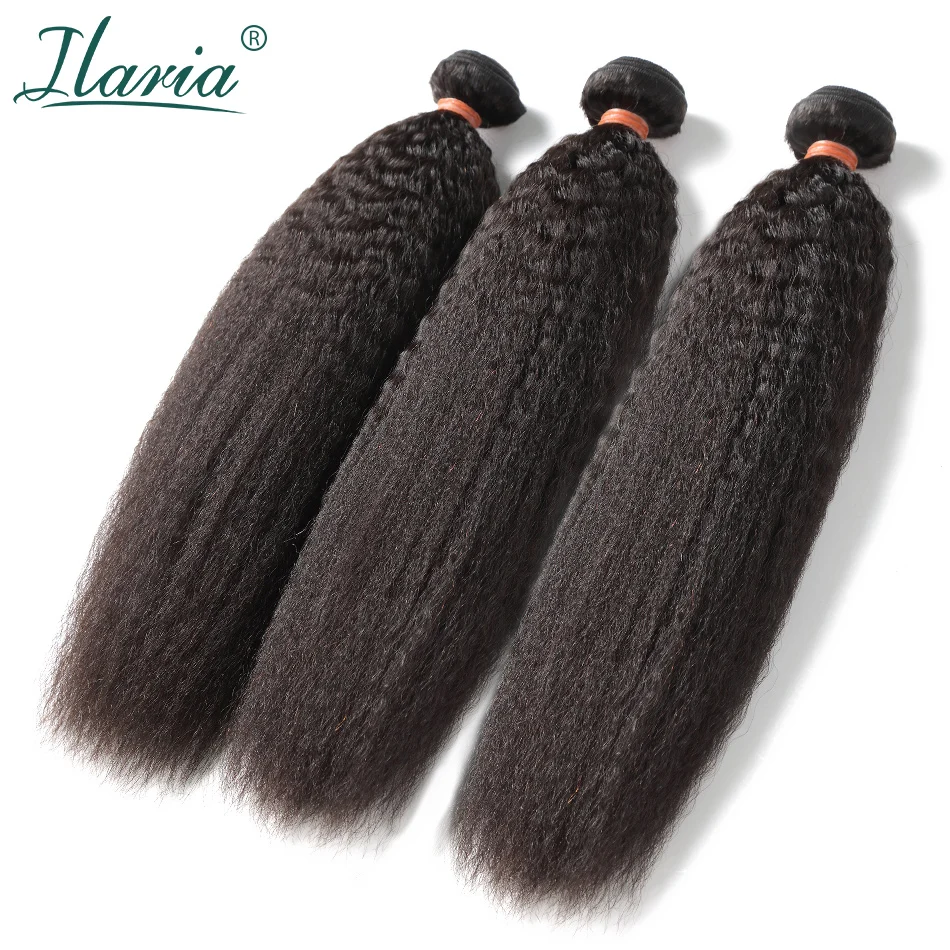 

ILARIA HAIR Mink Brazilian Kinky Straight Virgin Hair 1 Bundle Grade 8A 10"-30" 100% Raw Brazilian Human Hair Weaves Bundles
