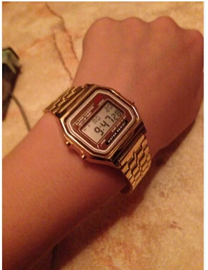 Vintage Womens Men Stainless Steel Digital Alarm Stopwatch Wrist Watch Watches Relogio Popular
