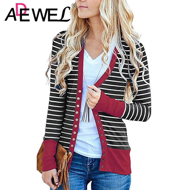 ADEWEL Plus Size Jacket Women Long Sleeve Single-breasted Coat Ladies Striped Print Stitching Autumn Winter Polyester Clothes
ADEWEL Plus Size Jacket Women Long Sleeve Single-breasted Coat Ladies Striped Print Stitching Autumn Winter Polyester Clothes