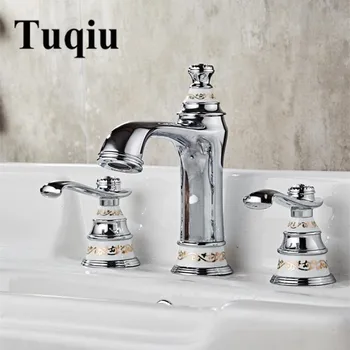 Basin Faucet Chrome Bathroom widespread sink Faucets 3 holes double Handle Mixer Water Tap La cuenca del grifo
Basin Faucet Chrome Bathroom widespread sink Faucets 3 holes double Handle Mixer Water Tap La cuenca del grifo