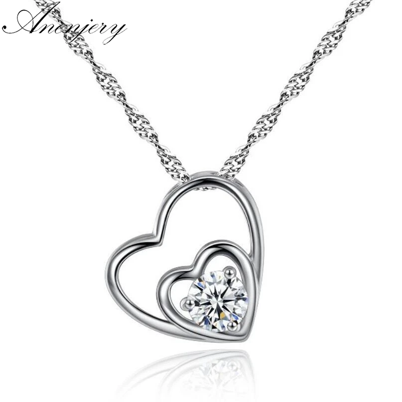 Anenjery High Quality Double Heart Crystal Pendant Necklace For Women Best Gift T-N34
Anenjery High Quality Double Heart Crystal Pendant Necklace For Women Best Gift T-N34