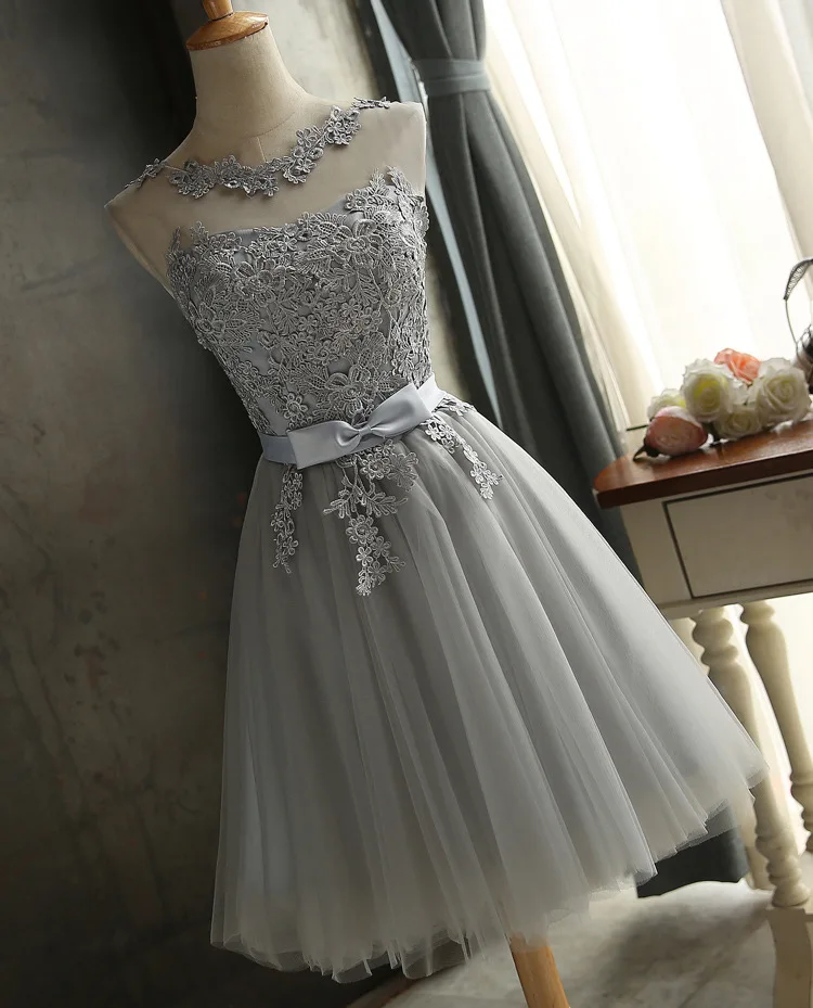 gray graduation dress