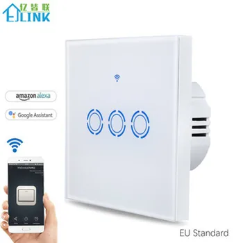 eWelink APP WiFi Remote Smart Switch EU Type 1 2 3 Gang Wall Touch Screen Light Switch Crystal Glass Switch Panel Alexa 
eWelink APP WiFi Remote Smart Switch EU Type 1 2 3 Gang Wall Touch Screen Light Switch Crystal Glass Switch Panel Alexa
