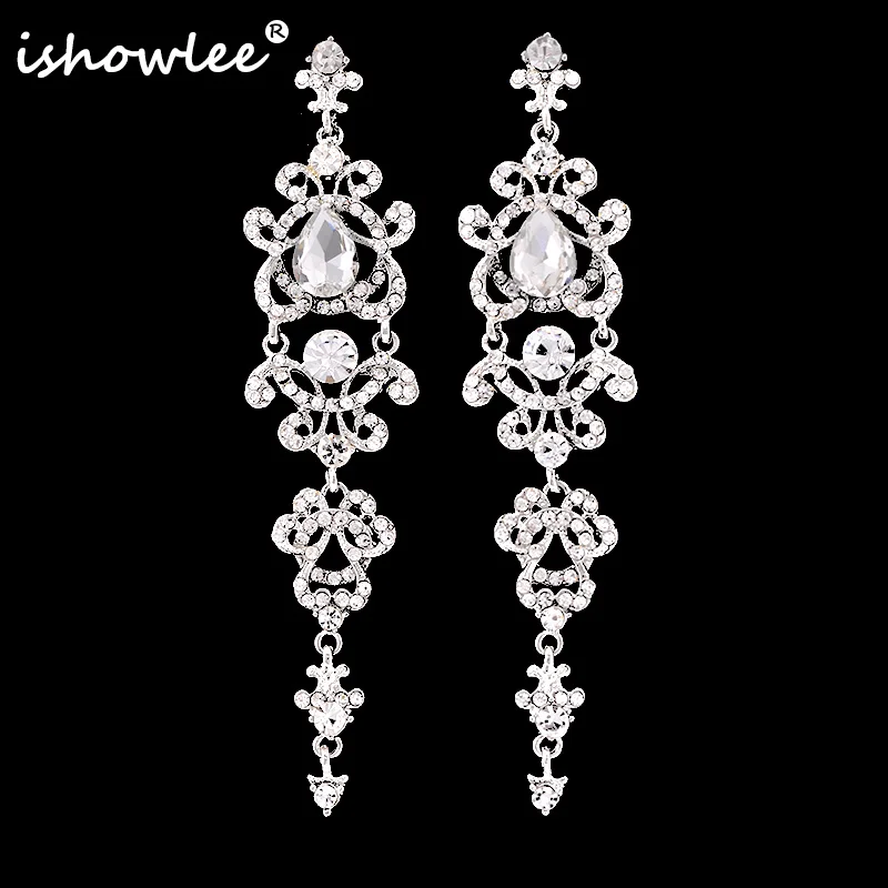 ISHOWLEE Long Wedding Crystal Flower Vine Drop Earrings for Women Bride Large Rhinestones Dangle Earrings Silver Jewelry esh42 
ISHOWLEE Long Wedding Crystal Flower Vine Drop Earrings for Women Bride Large Rhinestones Dangle Earrings Silver Jewelry esh42