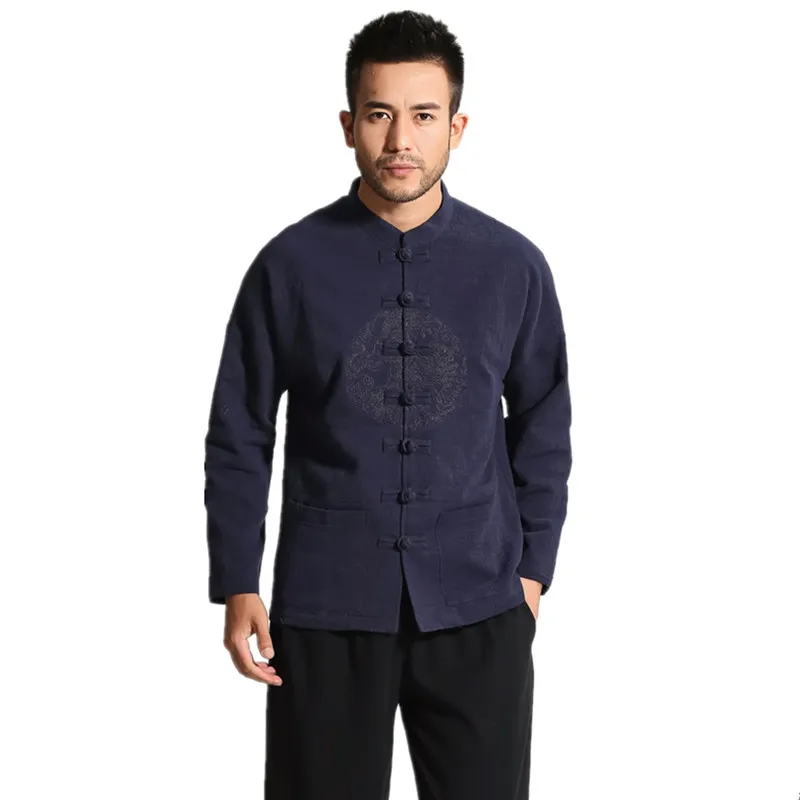 New Navy Blue Chinese Men Cotton Linen Jacket Mandarin Collar Kung Fu Coat Handmade Button Tang Suit Male Novelty Clothing
New Navy Blue Chinese Men Cotton Linen Jacket Mandarin Collar Kung Fu Coat Handmade Button Tang Suit Male Novelty Clothing