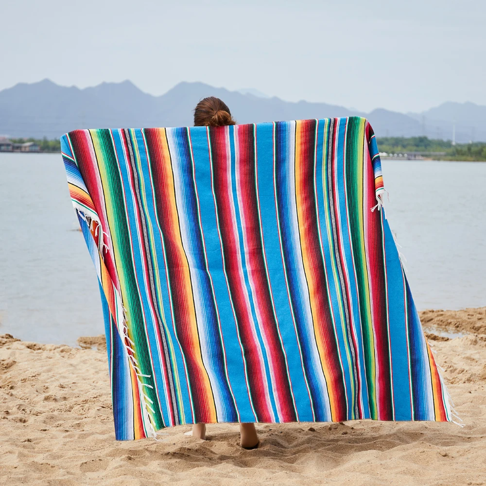 Ethnic Rainbow Striped Beach Towel Bohemia Mexican Navajo Serape Blanket Multifunctional Bathroom Towel/tablecloth/Sofa Towel Ethnic Rainbow Striped Beach Towel Bohemia Mexican Navajo Serape Blanket Multifunctional Bathroom Towel/tablecloth/Sofa Towel
