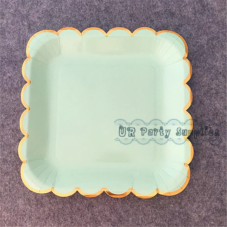 48pcs Pastel Mint Square Wedding Paper Plate Large 23cm Gold Foil Paper Table Decorations Dessert Plates for Wedding Party
48pcs Pastel Mint Square Wedding Paper Plate Large 23cm Gold Foil Paper Table Decorations Dessert Plates for Wedding Party