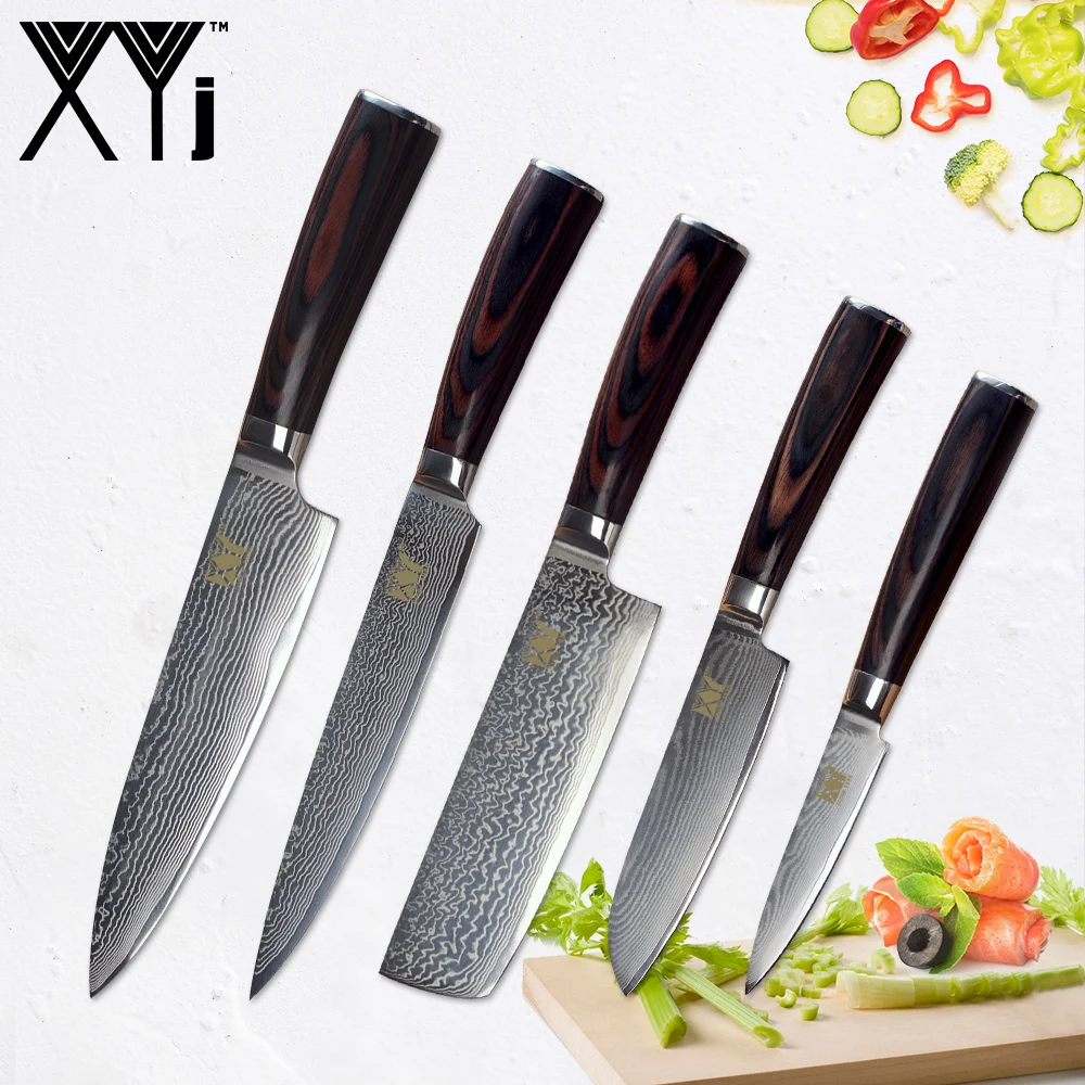 XYj Kitchen Knife Damascus Knives Sets VG10 Core High Quality Japanese Damascus Steel Beauty Veins Pattern Kitchen Cooking Tools
XYj Kitchen Knife Damascus Knives Sets VG10 Core High Quality Japanese Damascus Steel Beauty Veins Pattern Kitchen Cooking Tools