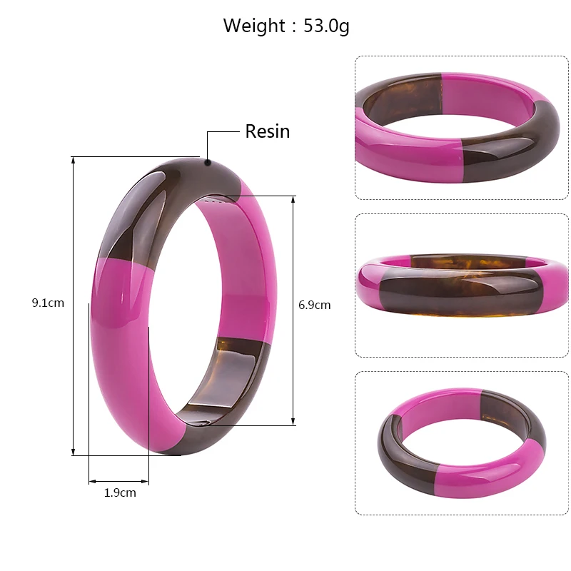 Classic Resin Cuff Fashion Bracelets Bangles for Women Mix Colors Acrylic Round Bracelets Female Simple Charm Party New Jewelry (5)