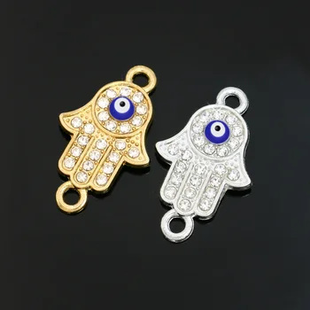 Rose Gold/Sliver Plated Fatima Hamsa Hand Evil Blue Eye Connectors fit Jewelry Making Findings Accessories DIY 24x15mm
Rose Gold/Sliver Plated Fatima Hamsa Hand Evil Blue Eye Connectors fit Jewelry Making Findings Accessories DIY 24x15mm