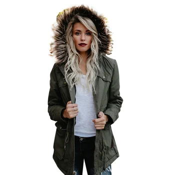 Fur Collar Hooded Coat Women Winter Coat Army Green Raccoon Parkas Cotton Outwear Plus Size Detachable Lining Jacket
Fur Collar Hooded Coat Women Winter Coat Army Green Raccoon Parkas Cotton Outwear Plus Size Detachable Lining Jacket
