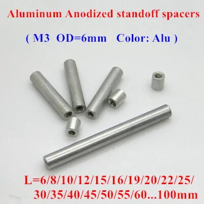 10pcs M3 aluminum rods M3*6/8/10/12/15/20/25/30/35..60mm Aluminum Alloy round standoff spacer Spacing screws for RC Parts D=6mm
10pcs M3 aluminum rods M3*6/8/10/12/15/20/25/30/35..60mm Aluminum Alloy round standoff spacer Spacing screws for RC Parts D=6mm