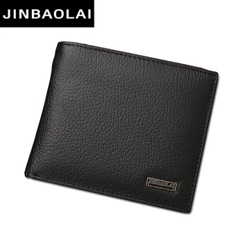 JINBAOLAI Luxury 100% Genuine Leather Short Men Wallet