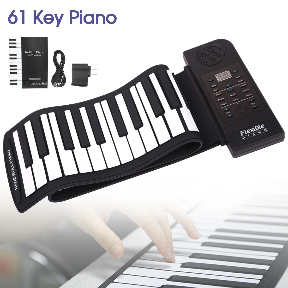 Portable 61 Keys Roll Up Flexible Silicone Piano USB Electronic MIDI Keyboard Organs
Portable 61 Keys Roll Up Flexible Silicone Piano USB Electronic MIDI Keyboard Organs