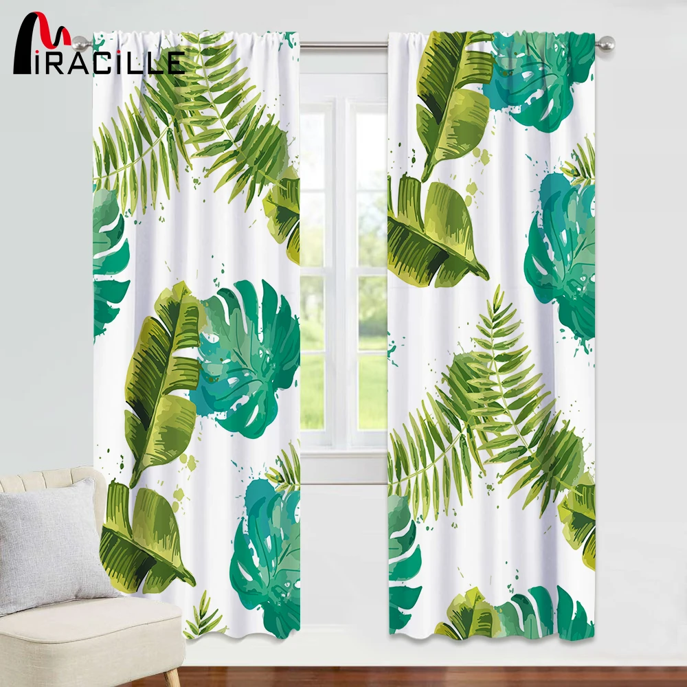 Miracille Tropical Leaves Digital Printing Window Curtain Blackout Satin Curtains Green Plants Drape For Living Room
Miracille Tropical Leaves Digital Printing Window Curtain Blackout Satin Curtains Green Plants Drape For Living Room