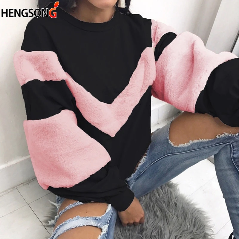 2019 Autumn Female Hoodies Fur Coat Women Pullover And Sweatshirts Fluffy Coat Color Matching Long Sleeve Hoody Jacket Tops
2019 Autumn Female Hoodies Fur Coat Women Pullover And Sweatshirts Fluffy Coat Color Matching Long Sleeve Hoody Jacket Tops