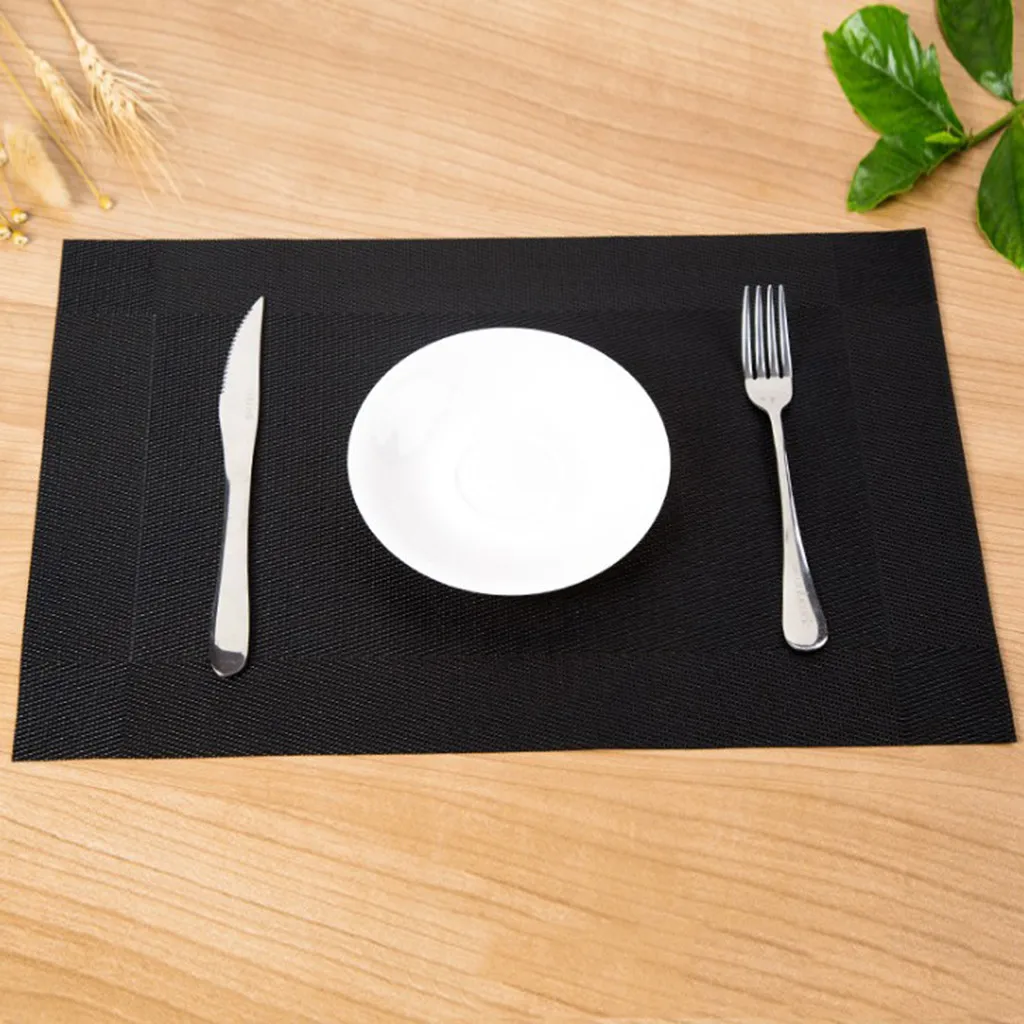 4PC Home Dining Mat Insulation Washable Family Features Western Mat Table Mat Kitchen dining hall hotel Table mat Black 18x12
4PC Home Dining Mat Insulation Washable Family Features Western Mat Table Mat Kitchen dining hall hotel Table mat Black 18x12