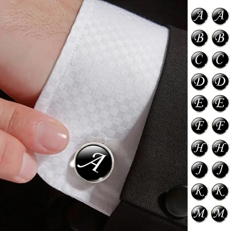Мужская мода A Z одиночные запонки Алфавит серебряный цвет буквы манжеты кнопка