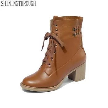 Lace-Up Winter Genuine Leather Square High Heel Round Toe Ankle Women Boots Women Motorcycle Shoes Large Size 35-41
Lace-Up Winter Genuine Leather Square High Heel Round Toe Ankle Women Boots Women Motorcycle Shoes Large Size 35-41
