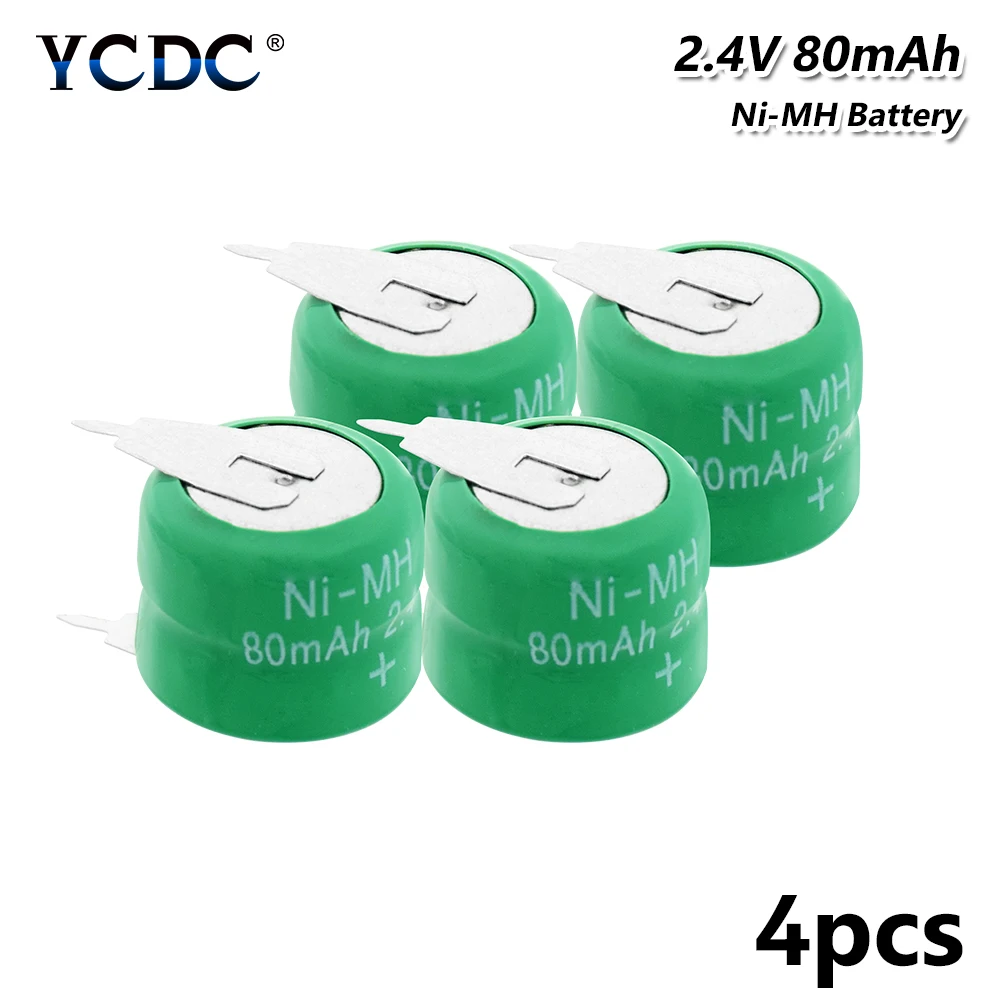 2.4V 80mAh Ni-MH Li-Po Lithium Li-polymer Bateria Batteries Rechargeable Button Cell Battery With Soldering Pins 4Pcs for watch
2.4V 80mAh Ni-MH Li-Po Lithium Li-polymer Bateria Batteries Rechargeable Button Cell Battery With Soldering Pins 4Pcs for watch
