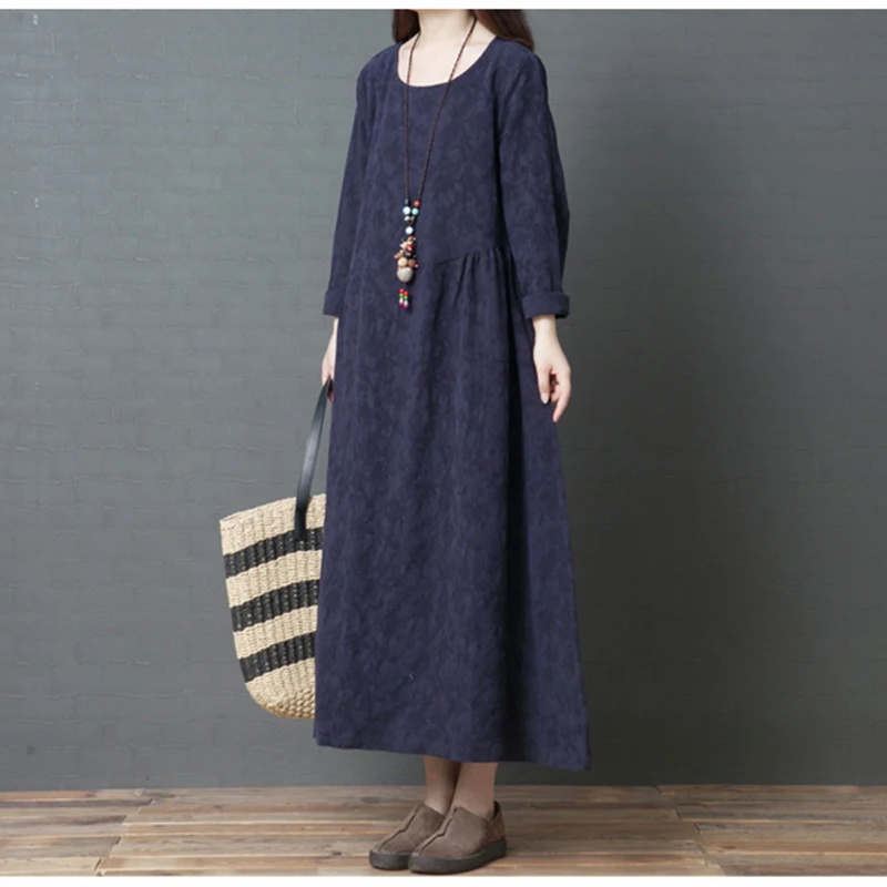 2019 spring new women's retro loose large size jacquard cotton and linen dress linen over the knee long sleeve long dres m37
2019 spring new women's retro loose large size jacquard cotton and linen dress linen over the knee long sleeve long dres m37
