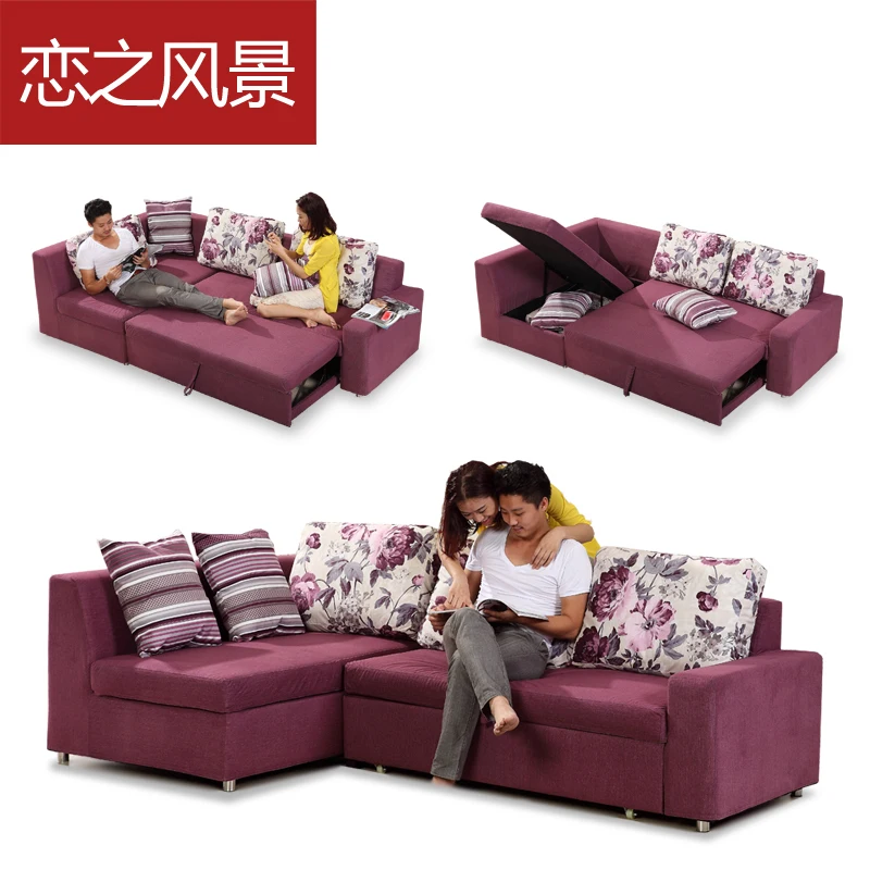 Floating Landscape multifunctional storage washable fabric sofa bed folding corner combination IKEA small apartment | Мебель