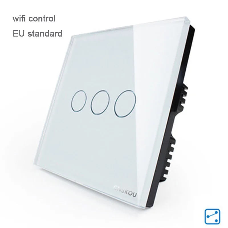 EU Standard Switch, Crystal Glass Panel wall touch Switch, free shipping. 3 Gang 1 Way long distant wifi control wall Switch
EU Standard Switch, Crystal Glass Panel wall touch Switch, free shipping. 3 Gang 1 Way long distant wifi control wall Switch