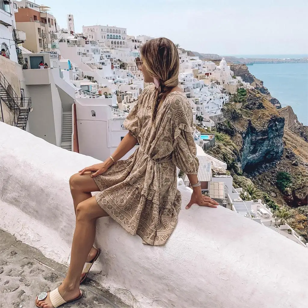 Loose Vintage Lioness Tunic Boho Chic Ruffle Sleeve Spring Summer V-Neck with Tie Mini Dress Beach Party Wear Women Dresses
Loose Vintage Lioness Tunic Boho Chic Ruffle Sleeve Spring Summer V-Neck with Tie Mini Dress Beach Party Wear Women Dresses