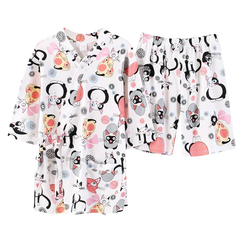 Summer Women Japanese Pajamas Sets Cute Cartoon Kimono Robes Yukata Suits Nightgown Cotton Sleepwear Bathrobe Leisure Homewear
Summer Women Japanese Pajamas Sets Cute Cartoon Kimono Robes Yukata Suits Nightgown Cotton Sleepwear Bathrobe Leisure Homewear