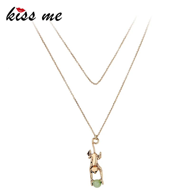 KISS ME Double Layer Chains Gold Color Monkey Pendant Necklace Cute Fashion Animal Jewelry Accessories
KISS ME Double Layer Chains Gold Color Monkey Pendant Necklace Cute Fashion Animal Jewelry Accessories