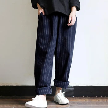 Linen Striped Pants Harem Pant 5XL Women Casual Radish Trousers Elastic Waist Female Baggy Pant 2020 Autumn Plus Size Ladies
Linen Striped Pants Harem Pant 5XL Women Casual Radish Trousers Elastic Waist Female Baggy Pant 2020 Autumn Plus Size Ladies