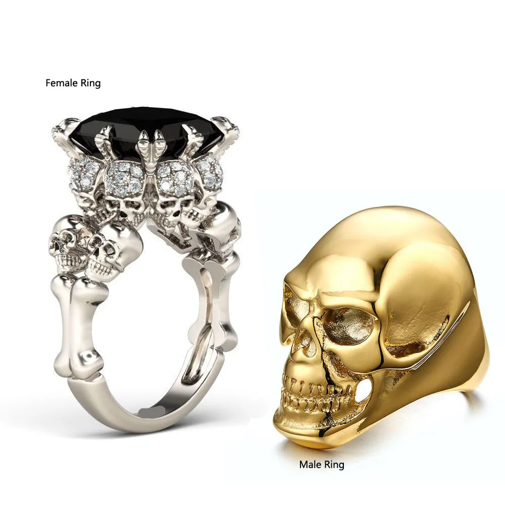Cool Punk Fashion Jewelry Princess Cut AAA Black CZ stones 10KT White Gold Filled Stainless Steel Wedding Women Skull Men Ring 
Cool Punk Fashion Jewelry Princess Cut AAA Black CZ stones 10KT White Gold Filled Stainless Steel Wedding Women Skull Men Ring