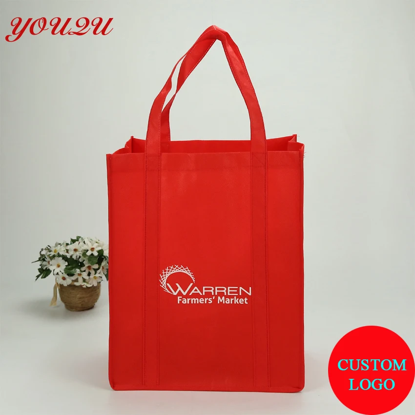 Custom non woven bags with handle sewing to the bottom logo printing both sides 
Custom non woven bags with handle sewing to the bottom logo printing both sides