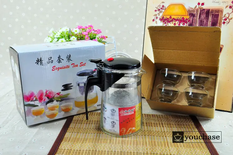 NEW style 600ml disassemble glass kettle + 4 cups detachable and convenient tea pot | Дом и сад