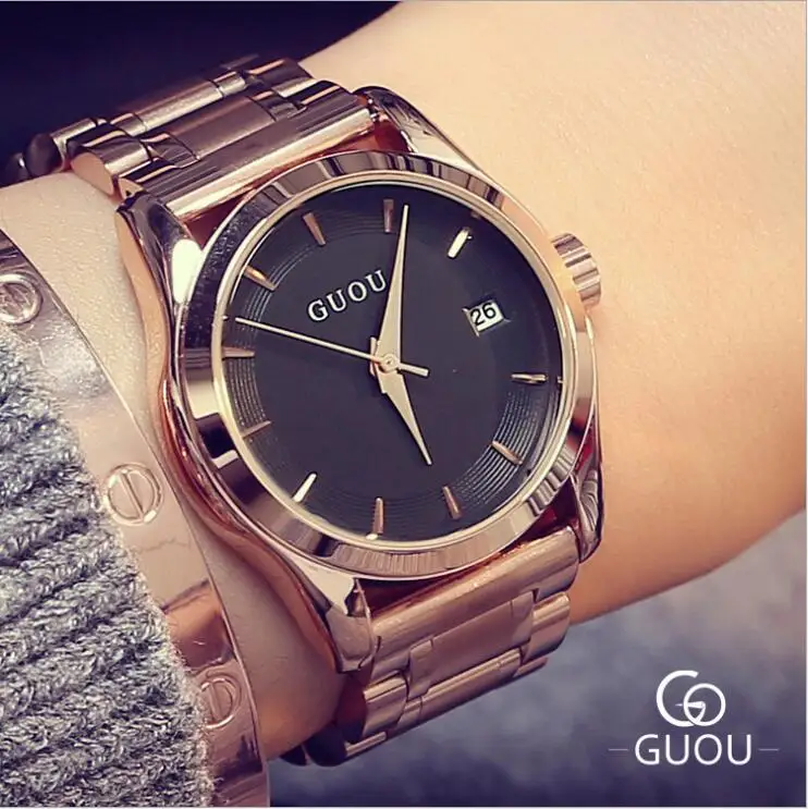 GUOU Watch Luxury Rose Gold Ladies Watch Auto Date Women's Watches Full Steel Quartz Watch Clock saat reloj mujer relogio
GUOU Watch Luxury Rose Gold Ladies Watch Auto Date Women's Watches Full Steel Quartz Watch Clock saat reloj mujer relogio