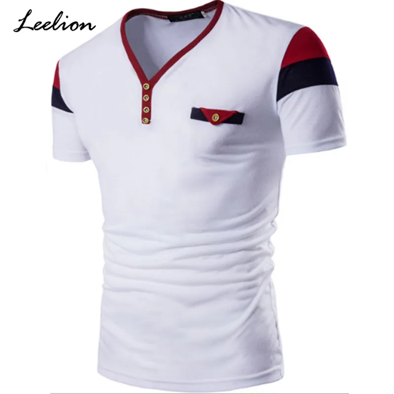 LeeLion 2018 Summer Fashion Short Sleeve t shirt Men Button Round Collar Solid Tees Fitness Casual T-shirts Man Camisetas Hombre | Мужская