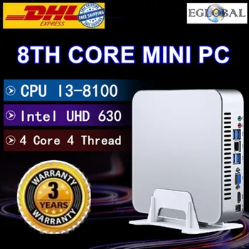 

EGLOBAL DDR4 Coffee Lake Mini PC Win10 Intel Core i3 8100 Quad Core 4 Threads 3.6GHz Intel UHD 630 Gaming Computer 4K HDMI WIFI