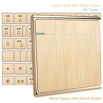 Luxury Gold Wall Switch Socket Indicator Hotel Home 86mm Squre Wall Light Panel Switch
Luxury Gold Wall Switch Socket Indicator Hotel Home 86mm Squre Wall Light Panel Switch