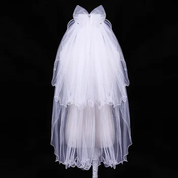 Princess Two Layers 2020 Beaded Bow 28'' Length Flower Girl Veil With Comb Cheap First Communion Veil 
Princess Two Layers 2020 Beaded Bow 28'' Length Flower Girl Veil With Comb Cheap First Communion Veil