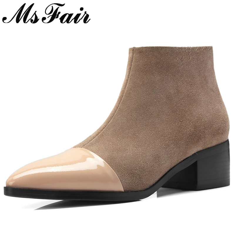 MsFair Pointed Toe Med Heel Women Boots Genuine Leather Zipper Ankle Boots Women Shoes Elegant Black Khaki Boots Shoes Woman
MsFair Pointed Toe Med Heel Women Boots Genuine Leather Zipper Ankle Boots Women Shoes Elegant Black Khaki Boots Shoes Woman