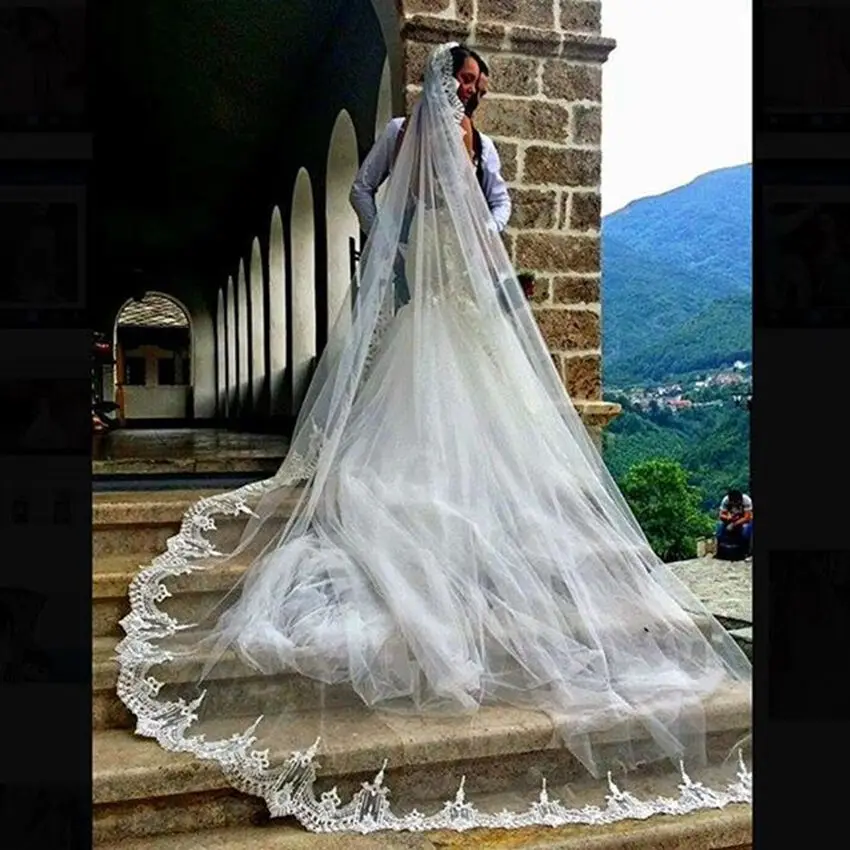 New Arrive 3M Cathedral Length Lace Applique Bridal Veils White/Ivory Wedding Accessories Custom Veil Free Comb Custom Made
New Arrive 3M Cathedral Length Lace Applique Bridal Veils White/Ivory Wedding Accessories Custom Veil Free Comb Custom Made