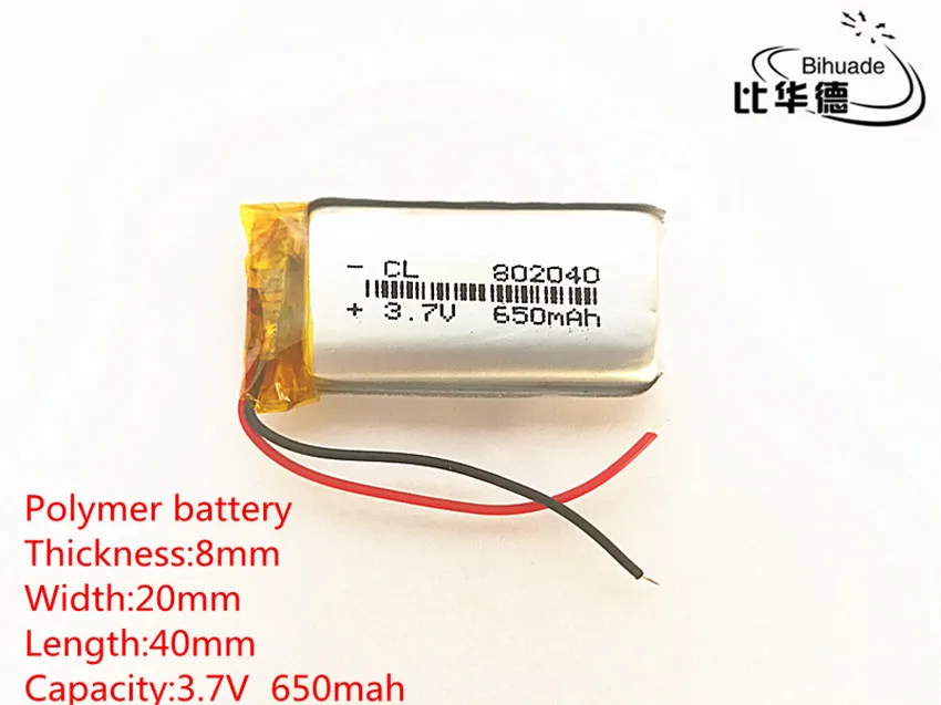 10pcs/lot Free shipping Polymer battery 650 mah 3.7 V 802040 smart home Li-ion battery for dvr GPS mp3 mp4
10pcs/lot Free shipping Polymer battery 650 mah 3.7 V 802040 smart home Li-ion battery for dvr GPS mp3 mp4