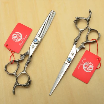 2Pcs 6'' Silvery 440C Professional Human Hair Scissors Hairdressing Shears Cutting Shears Thinning Scissors Dragon Handle Z9003
2Pcs 6'' Silvery 440C Professional Human Hair Scissors Hairdressing Shears Cutting Shears Thinning Scissors Dragon Handle Z9003