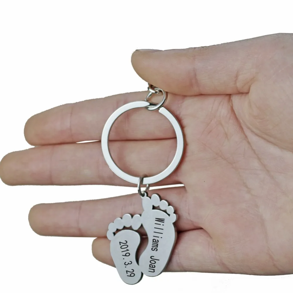 Customized stainless steel Baby Feet Print Keychain Custom Engraved Baby Name & Date For Birthday Gift Family Jewelry Drop Shipp
Customized stainless steel Baby Feet Print Keychain Custom Engraved Baby Name & Date For Birthday Gift Family Jewelry Drop Shipp
