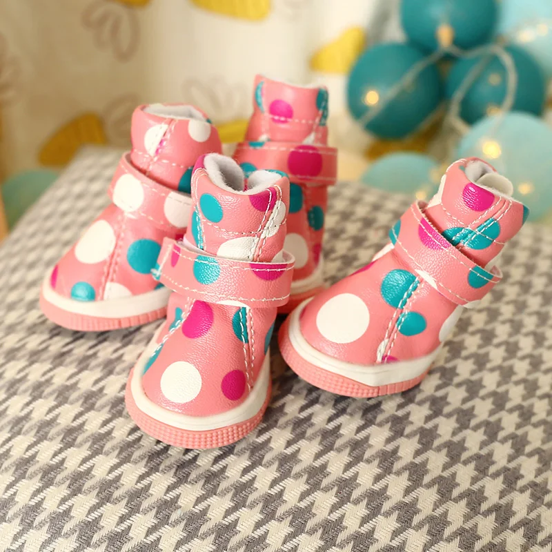 Dots Waterproof Small Dog Shoes Pet Shoes for Puppy Cats Spring And Autumn Boots Skidproof PU 4pcs/set Pet product Drop Shiping 
Dots Waterproof Small Dog Shoes Pet Shoes for Puppy Cats Spring And Autumn Boots Skidproof PU 4pcs/set Pet product Drop Shiping