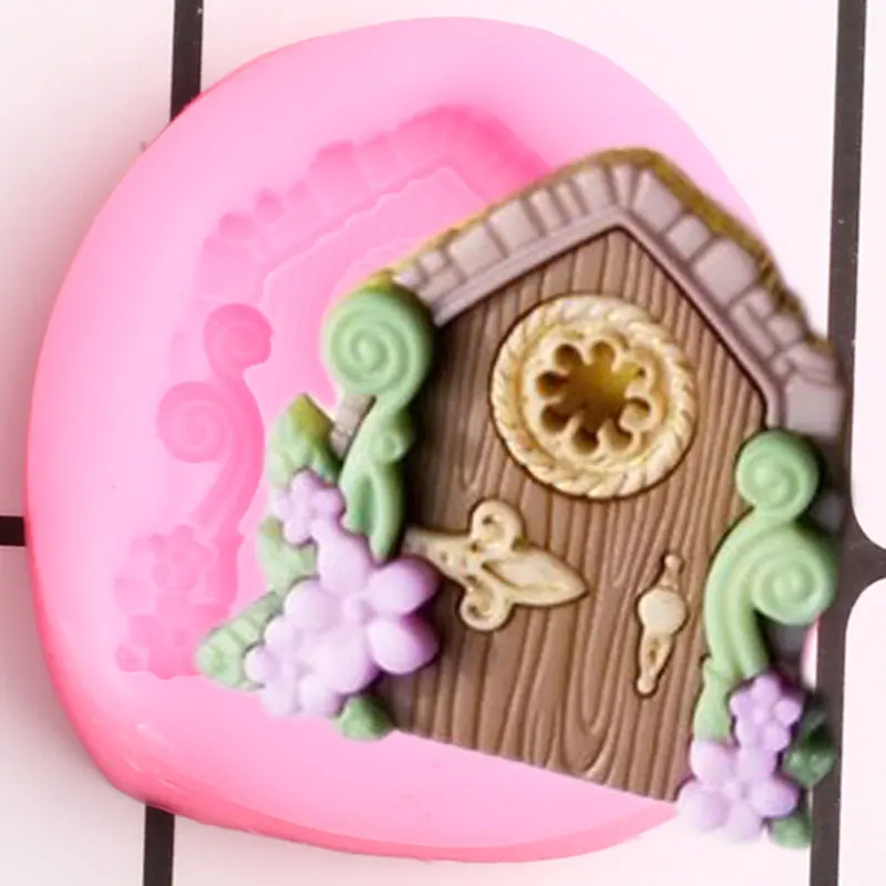 

Fairy Garden Door Silicone Molds Cupcake Topper Fondant Mold Baby Birthday Cake Decorating Tools Candy Chocolate Gumpaste Moulds