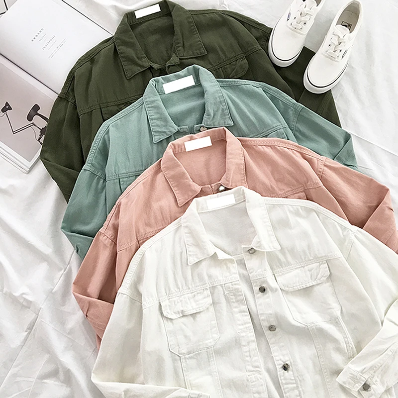 2019 Spring Autumn Denim Jacket Women long sleeve jeans White Pink Jacket harajuku Basic Coat Girls Outerwear chaqueta mujer
2019 Spring Autumn Denim Jacket Women long sleeve jeans White Pink Jacket harajuku Basic Coat Girls Outerwear chaqueta mujer